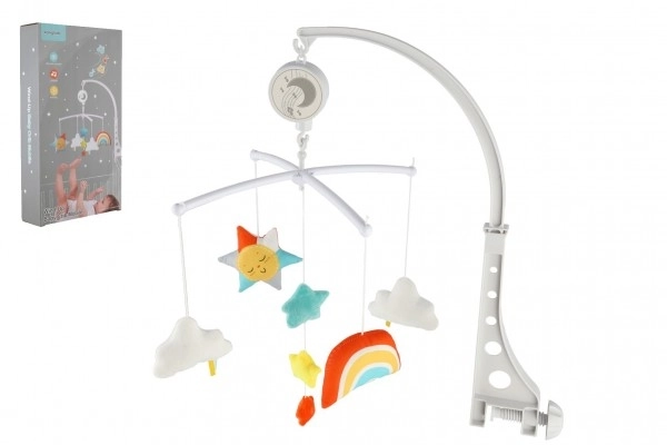 Mobil over babyseng plast/stof med optrækkelig spilledåse i æske 19x33x5,5 cm 6m+