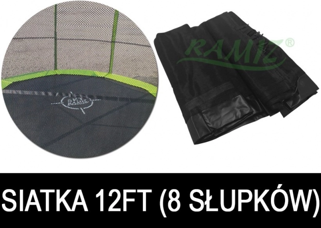 Beskyttelsesnet til trampolin SkyRamiz sort 366 cm 8 tunneler til stolper