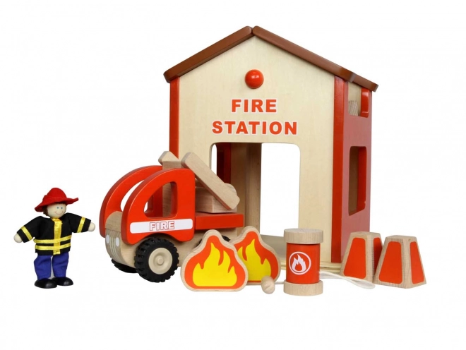 Træ mini brandstation Masterkidz