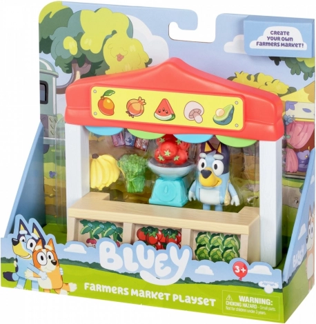 BLUEY-figur og farverige tilbehør
