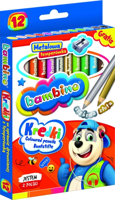 Farveblyanter med blyantspidser Bambino - 12 styk