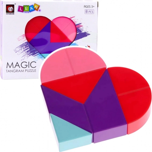 Magnetiske tangramklodser – hjerte, 8 dele