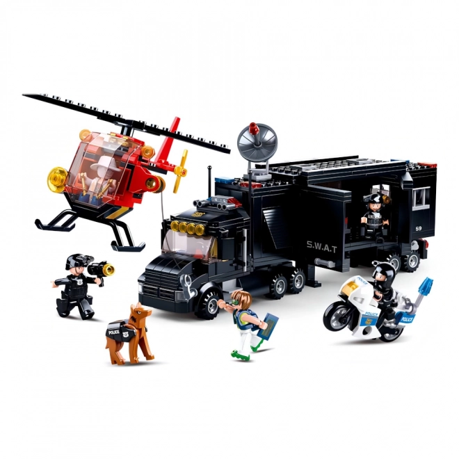 Sluban Politi M38-B0659 SWAT mobil base og tyve i helikopter