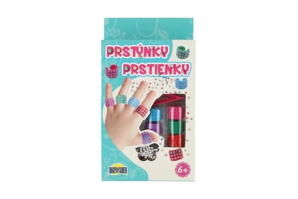 Kreativt ringsæt af plast i æske 12x21x3,5cm 12 stk i boks