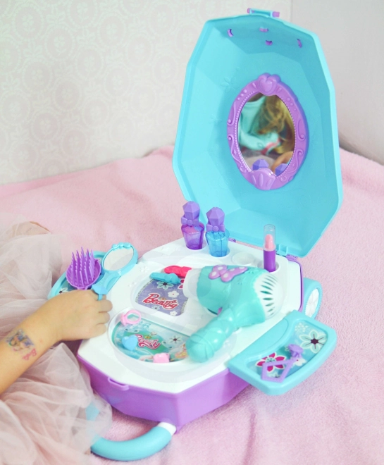Toiletbord til piger 2-i-1 Smuk salon WOOPIE i kuffert