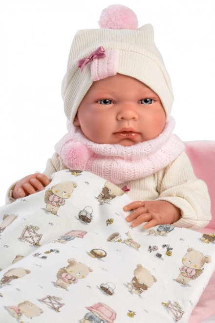Llorens 73884 NEW BORN PIGE - realistisk babydukke med hele kropp i vinyl - 40 cm