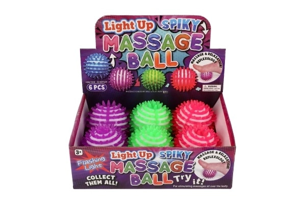 Massagebold antistress gummi 8cm med lys 6 stk i boks