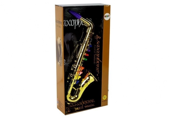 Saxofon i gylden farve
