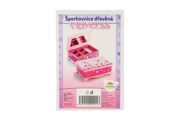 Smykkeskrin Princess spejl træ 17x7x11,5cm i kasse