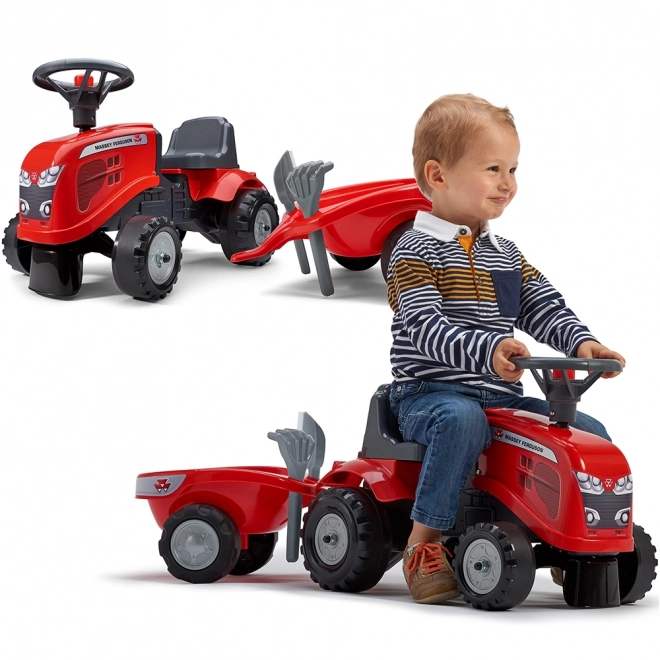 Skubbetraktor Massey Ferguson rød med rat og va