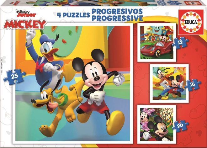 Educa puslespil Mickey og venner 4-i-1