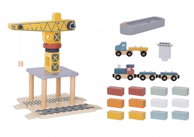 Tooky Toy Sæt Træ Havnekraan