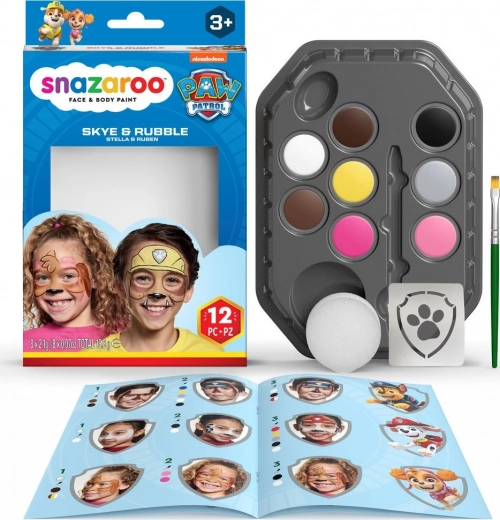 Sæt med 8 ansigts- og kropsfarver SNAZAROO – PAW PATROL Skye & Rubble