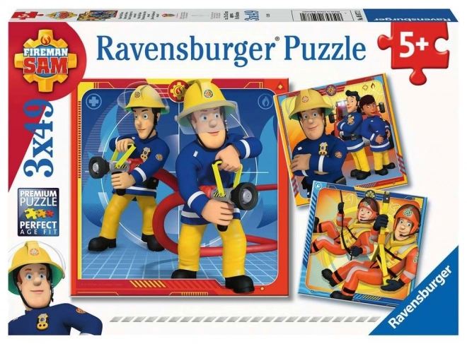 Ravensburger puslespil Brandmand Sam til redning 3x49 brikker