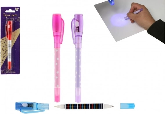 Hemmelig UV-pen med usynligt blæk og dobbelt kuglepen 15 cm