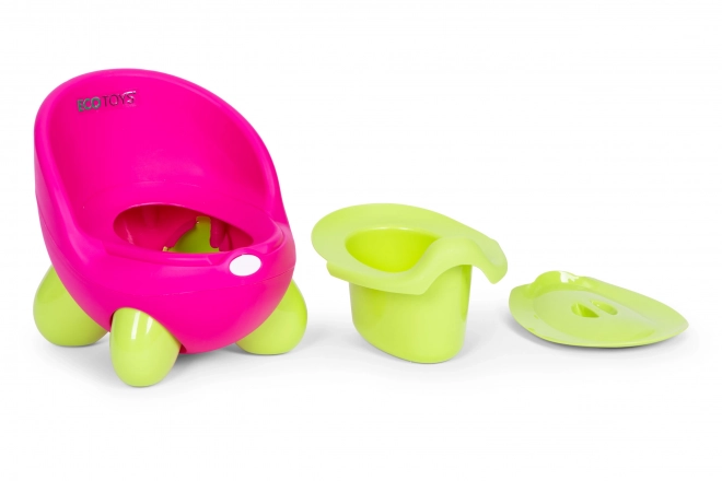 ECOTOYS Børnepotte i pink-grøn med skridsikre fødder