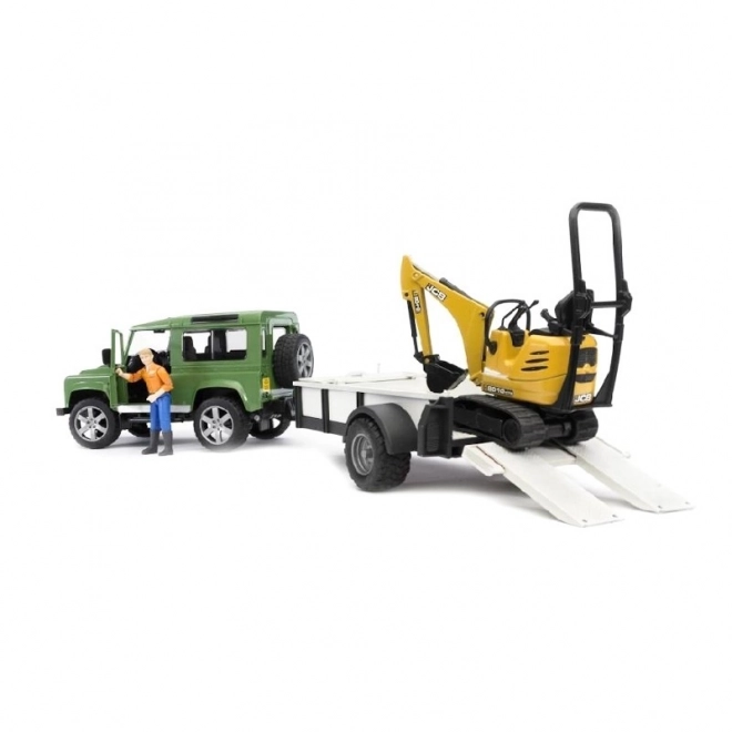 Legetøjssæt Bruder SUV og JCB minigraver med trailer
