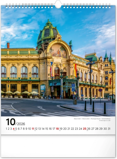 Væghængt kalender Prag 2026