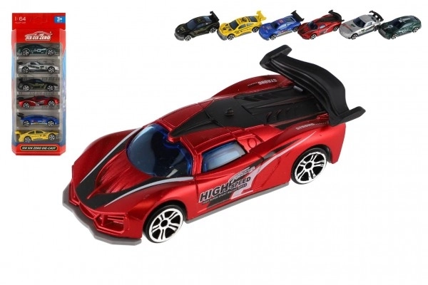Auto racer 6 stk metal/plast 8cm til fri hånd i æske 10,5x27x4cm