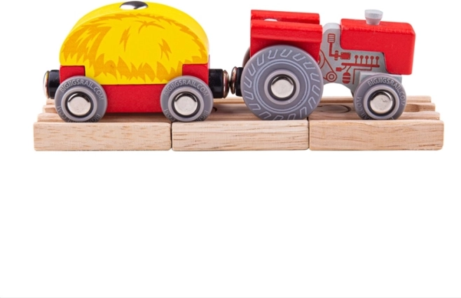 Bigjigs Rail rød traktor med tipvogn
