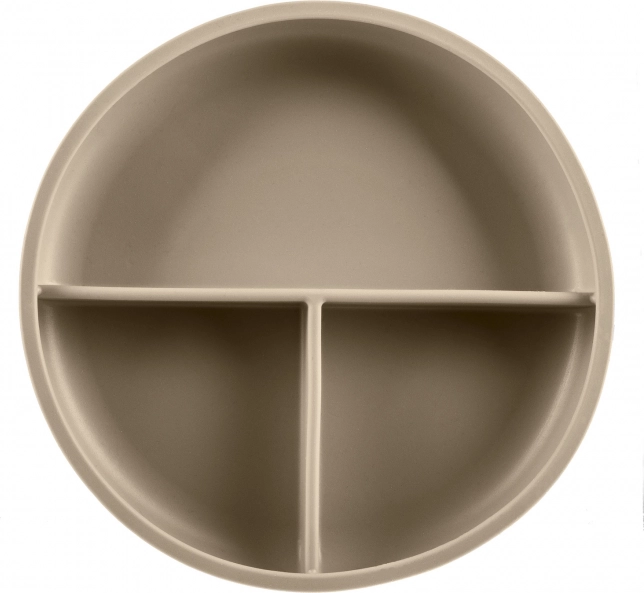 Silikone opdelt tallerken med sugekop, Sand Beige