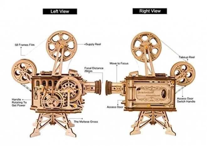 RoboTime 3D træ mekanisk puslespil Filmprojektor