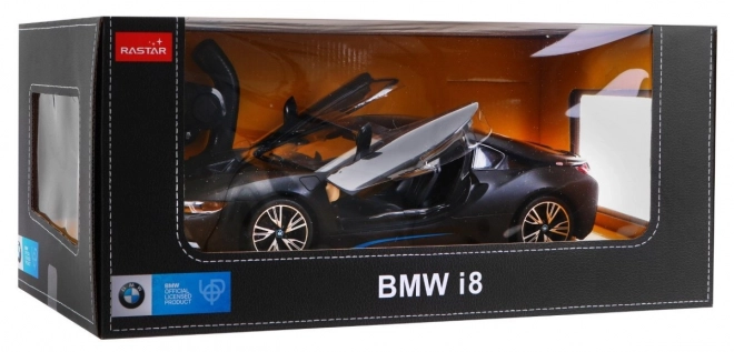 BMW i8 sort RASTAR 1:14 bil med fjernbetjening + 2,4 GHz fjernbetjening