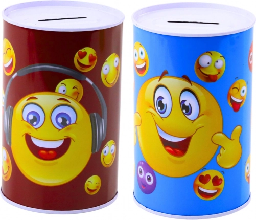 Metal sparegris Emoji blå og brun