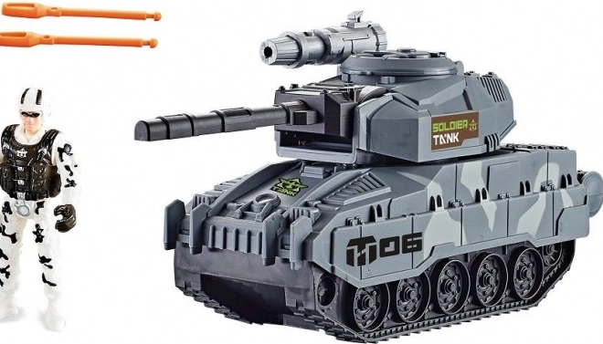 Tank med Militær Figur og Funktionelt Artilleri