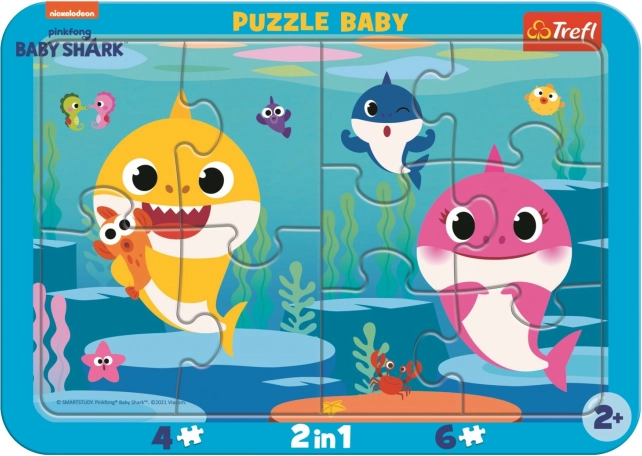 Baby puslespil Baby Shark Lykkelige hajer 2-i-1, 10 brikker