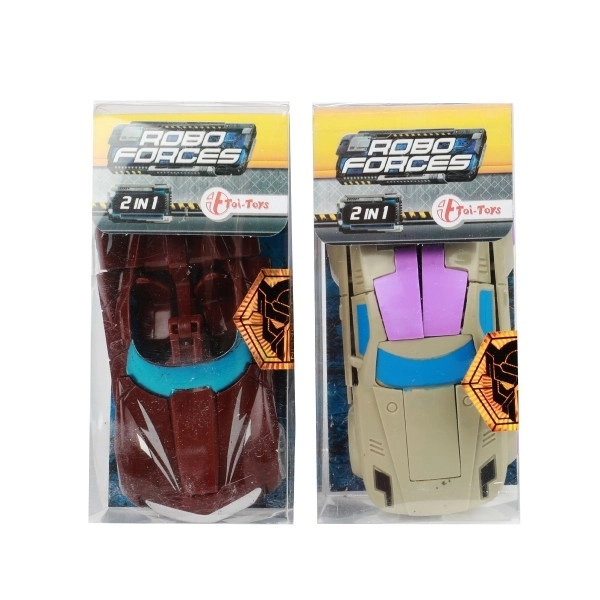 Transformer bil/robot plast 10cm mix farver i plastæske 5x10,5cm