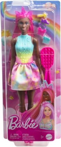 Barbie enhjørning – dukke med ekstra langt hår og tilbehør til styling