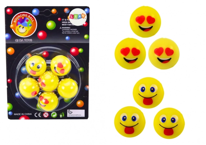 Sæt med gule hoppebolde Emoji 6 stk