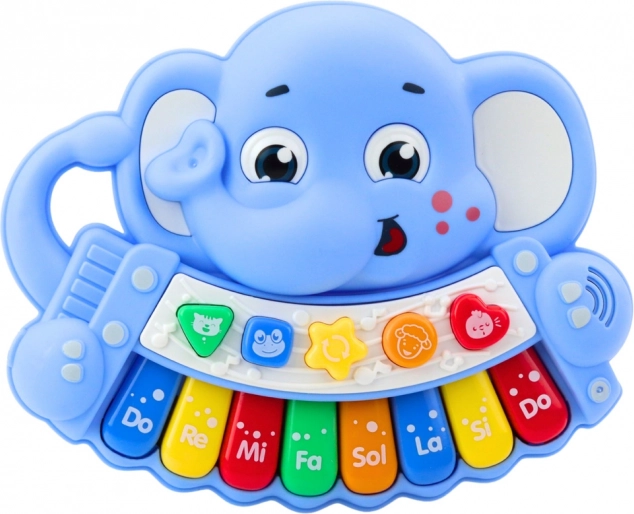 Interaktivt klaver Elefant Blå – Melodier, Skalaer, Dyrelyde