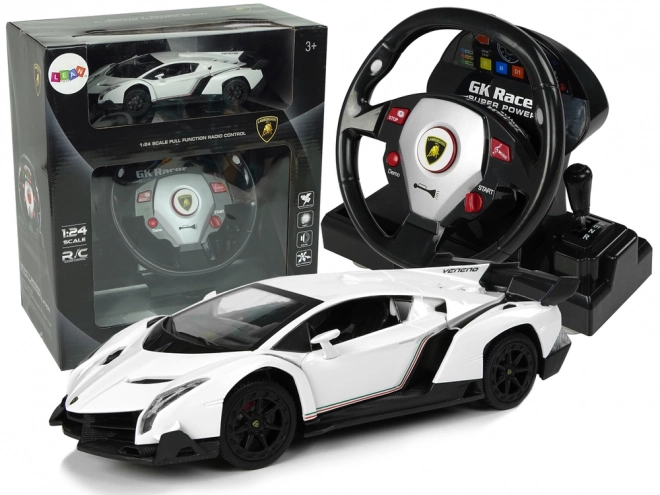 Fjernstyret Lamborghini Veneno Hvid 2.4G Fjernstyring Rat Lydlys