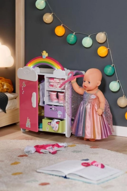 Regnbuegarderobeskab til BABY born-dukker