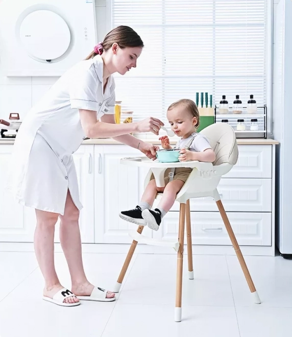 ECOTOYS Spise Stol 2i1 Beige