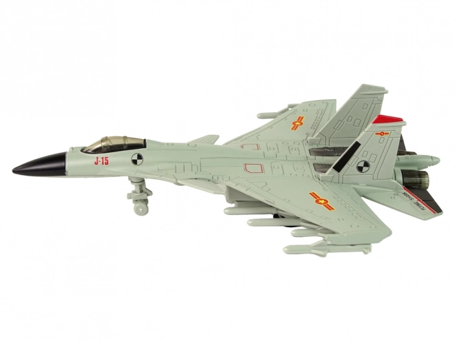 Jagerfly med friktionsdrev 1:72 grå