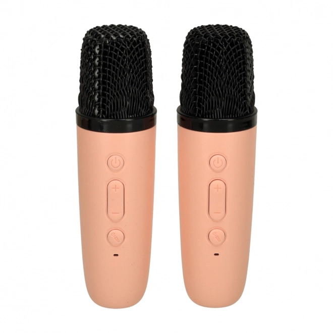 Karaoke sæt 2 mikrofoner + bærbar højttaler BLUETOOTH USB LED pink