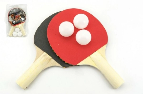 Sæt til bordtennis 2 bat + 3 bolde på kort 18x29cm