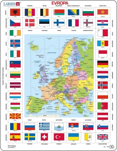 Puslespil Europakort og flag 70 brikker