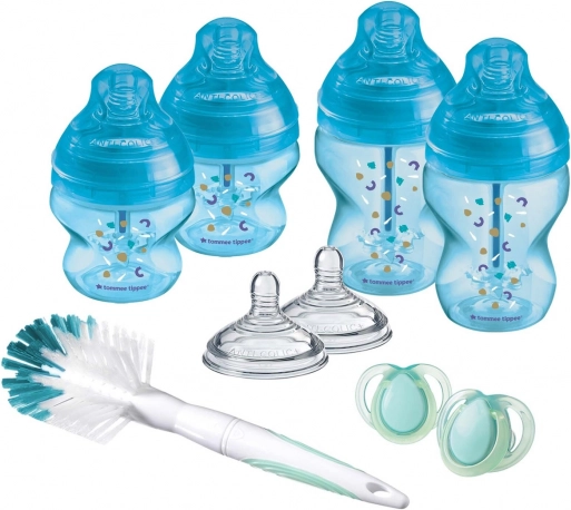 Sæt med sutteflasker advanced ANTI-COLIC, blandede størrelser 9 stk, Blå