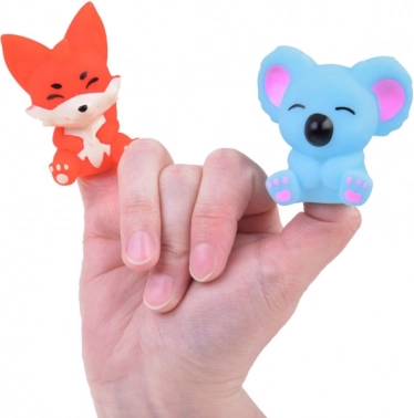 Gummi fingerdukker ZOO dyr - sæt med 5 figurer
