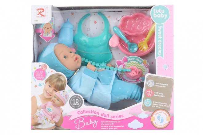 Talende barnedukke Tutu Baby med tilbehør