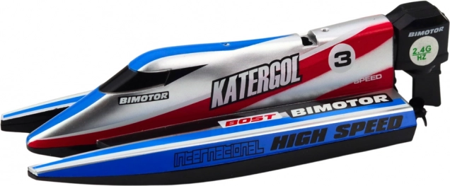 Fjernstyret motorbåd blå-sølv 14 cm