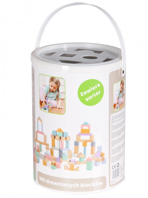 Træklodser 100 stk i spand med sorter Ecotoys