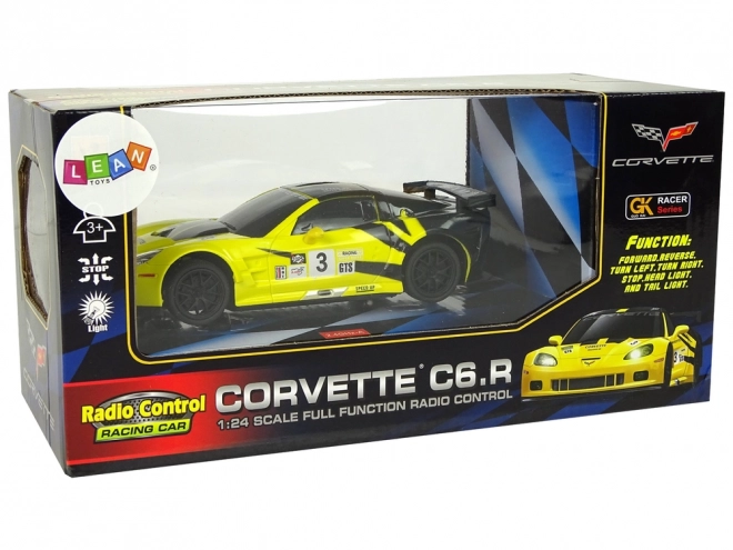 Sportsbil R/C 1:24 Corvette gul C6.R 2.4 G lys