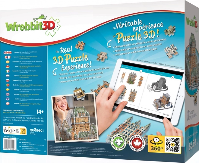 3D puslespil WREBBIT Le Château Frontenac 865 brikker