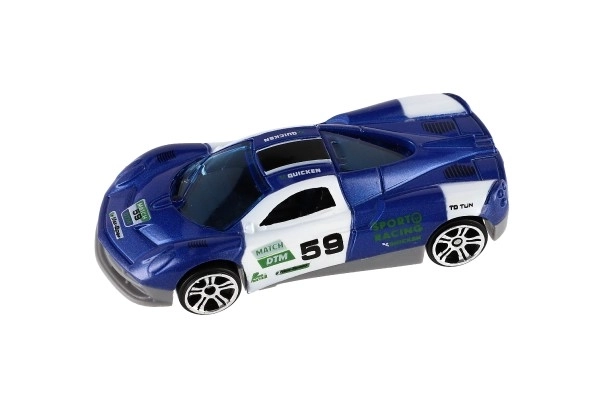 Bil sport 6 stk metal/plast 8cm med fri bevægelse i æske 10,5x27,5x4cm