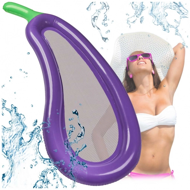 Oppustelig aubergine madras med net 240cm
